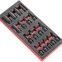 Modul mit 17 langen Steckschlüsseln Impact 1/2” Torx® in Schaumstoffeinlage
