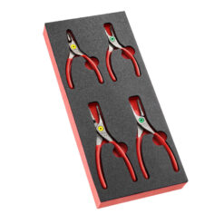 Modul mit 4 Zangen für Sicherungsringe (Außen-/Innenspannung) in Schaumstoffeinlage