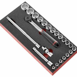 Modul mit 1/2” Steckschlüsseln 6-Kant – 23-tlg. in Schaumstoffeinlage