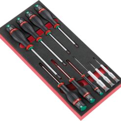 Module mit 7 Schraubendrehern, und 3 Micro-Tech® Handschraubern, in Schaumstoffeinlage